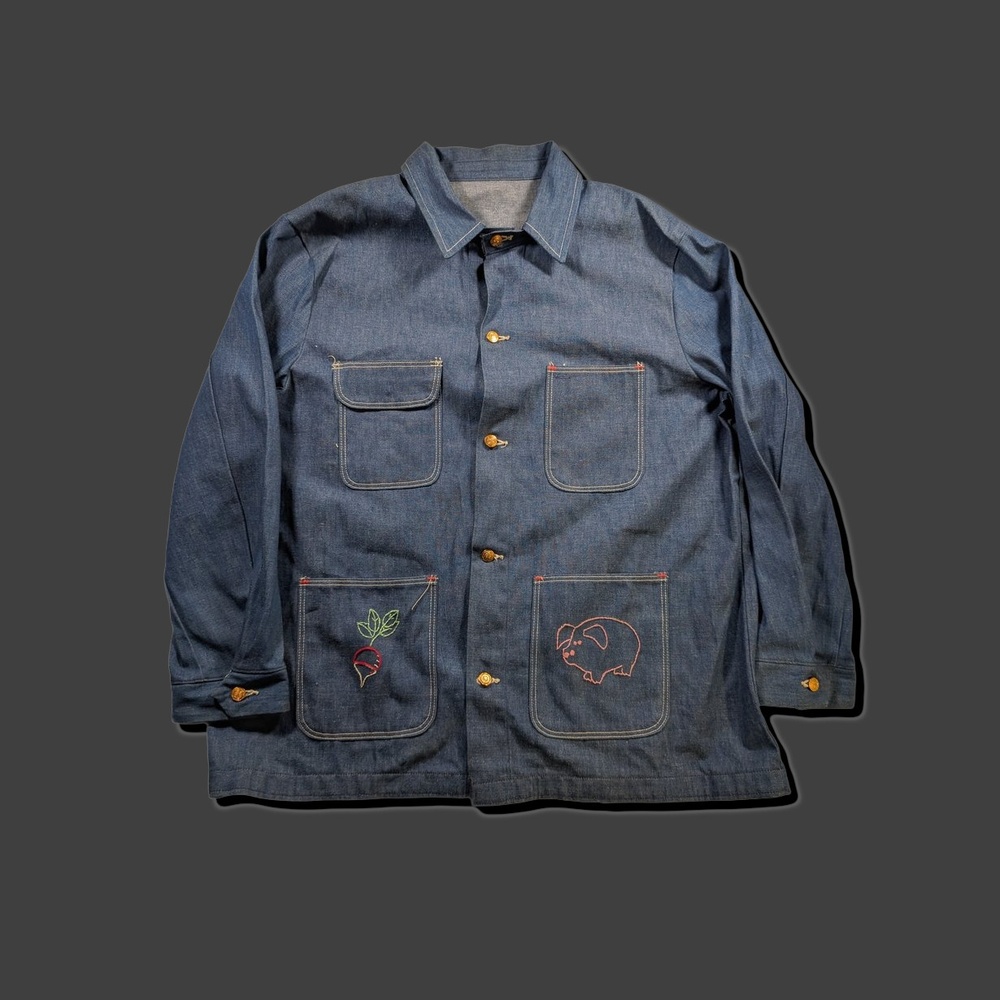 1950s Wrangler Blue Bell Chore Coat XXL - Vintage Chain Stitching